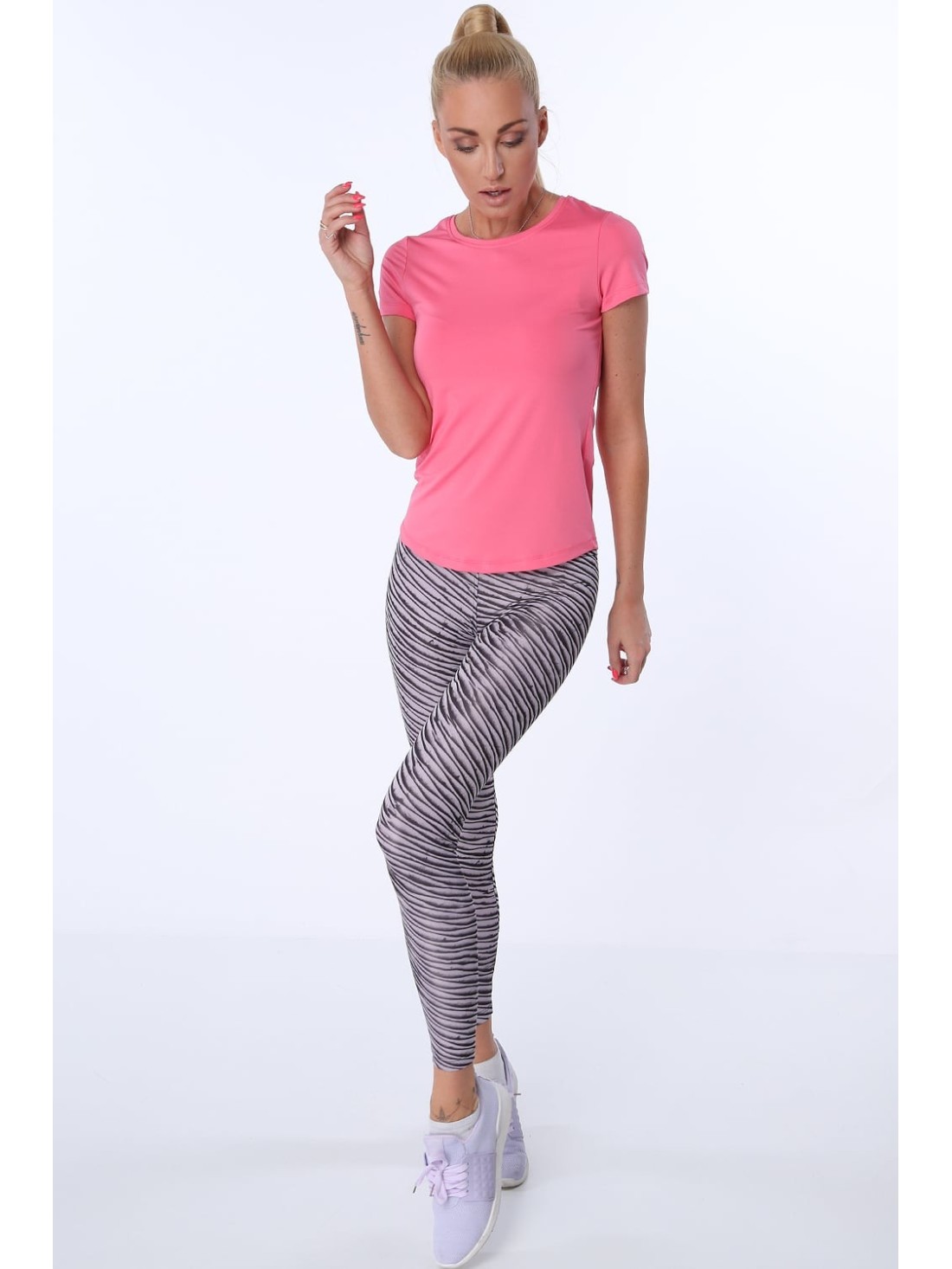 Sports leggings with patterns, pale pink MR15285 - Online store - Boutique